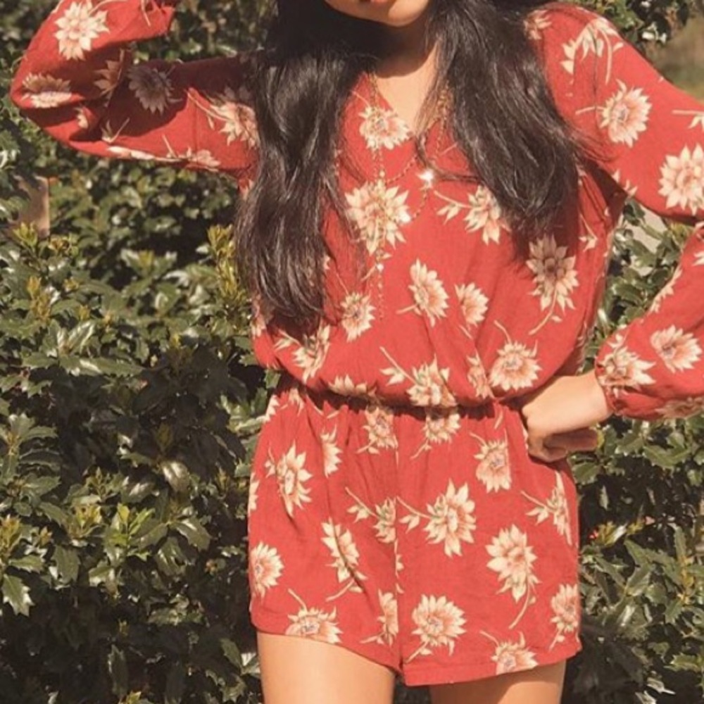 Red sunflower romper